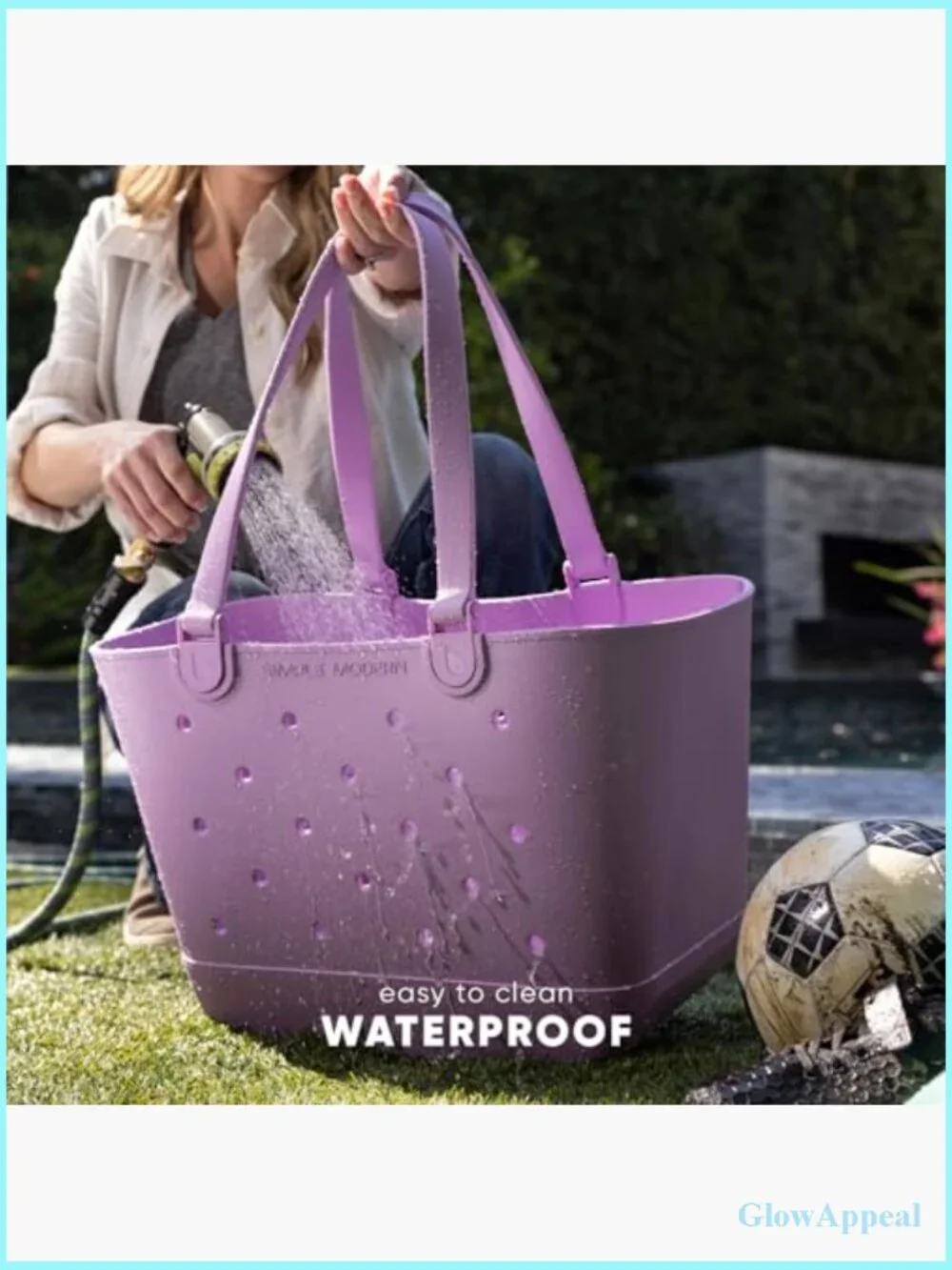 Large Waterproof Beach Tote with Zipper Pocket - EVA Rubber Travel Bag